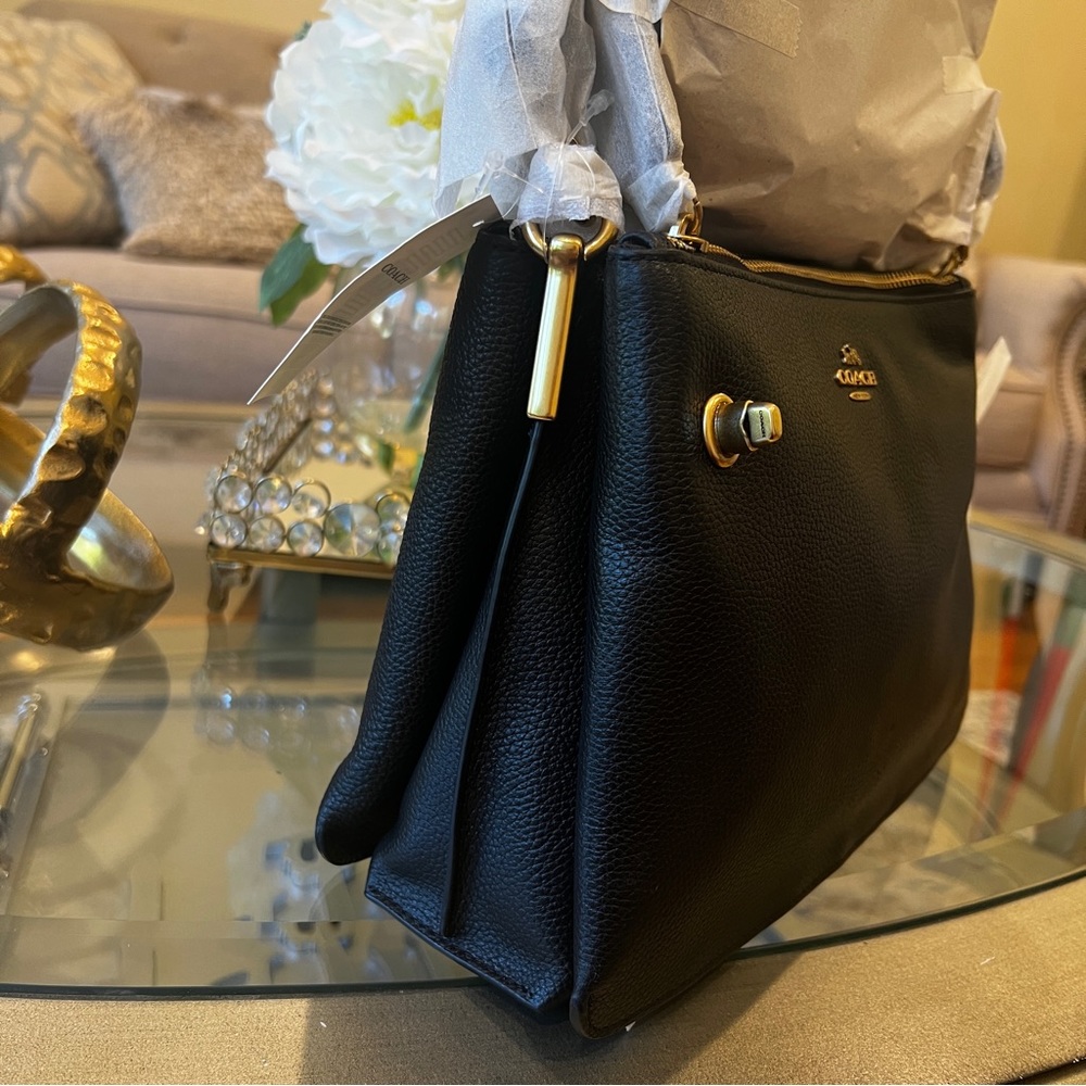 Coach Double Zip Shoulder Crossbody Bag Black - Picture 10 of 16